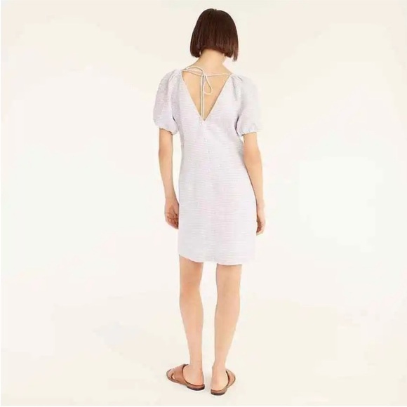 NEW WITH TAGS J. Crew Gray White Check Linen V Back Havana Mariska Dress Size 14 - Picture 2 of 8